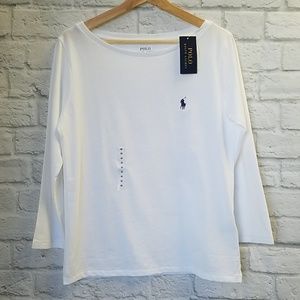 NWT Polo Ralph Lauren 3/4 Slv Boatneck T Wmn M A8C